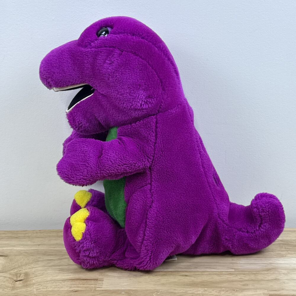 Barney The Dinosaur Stuffed Plush 12” Purple Green Vintage 1992 Lyons Group